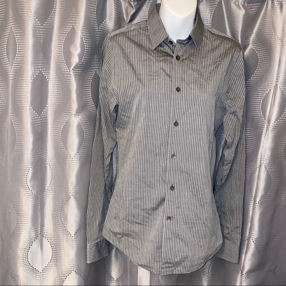 Express Striped Extra Slim Long Sleeve Shirt XS - Picture 2 of 12
